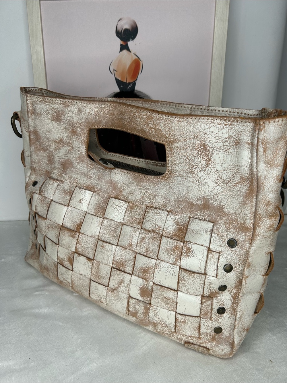 Bed Stu Orchid Woven Leather Satchel Handbag - Nectar Lux - Picture 3 of 10